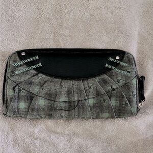 Retired Loungefly Clutch Grey and minty colored pleated Fabric